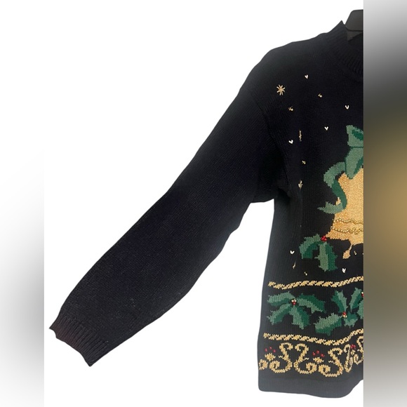 Pantger Vintage Ugly Christmas 80s Bells, Bows, & Stars Holiday Sweater size P - Picture 9 of 13
